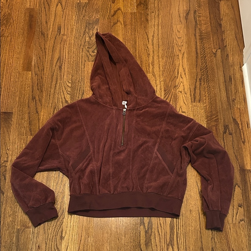 Daily Ritual Brown Corduroy Women's Hoodie Top